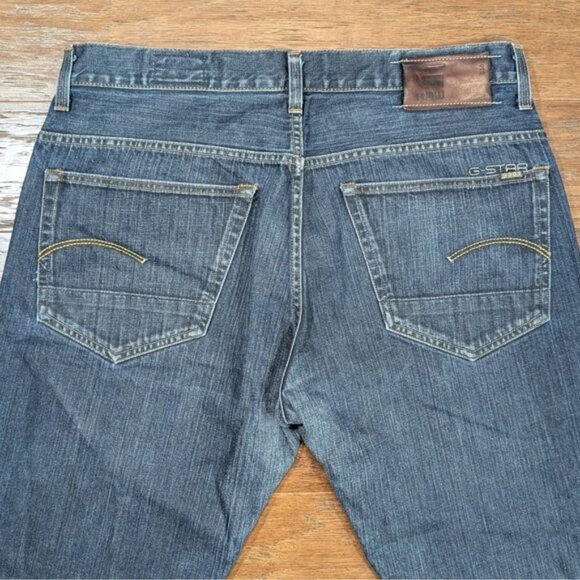 G Star Raw Jeans Mens 3301 Straight Denim Pants Button Fly 36 (34x30) Made Italy - Picture 1 of 14
